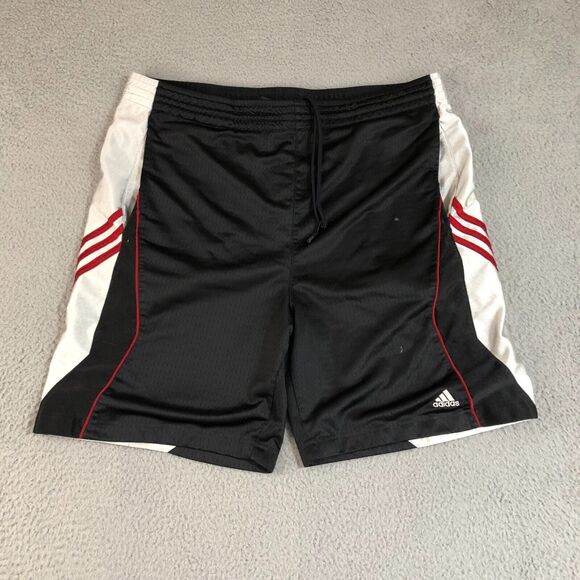 Adidas Shorts Men Large Black Basketball‎ Athletic Logo Athleisure Drawstrings - Picture 1 of 15